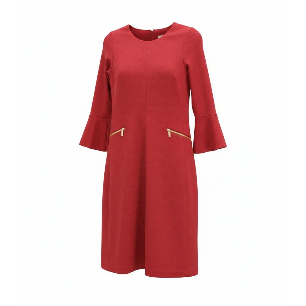 Annarita N Women's Red Long Sleeve Fitted Midi Dress Size 4 NWT